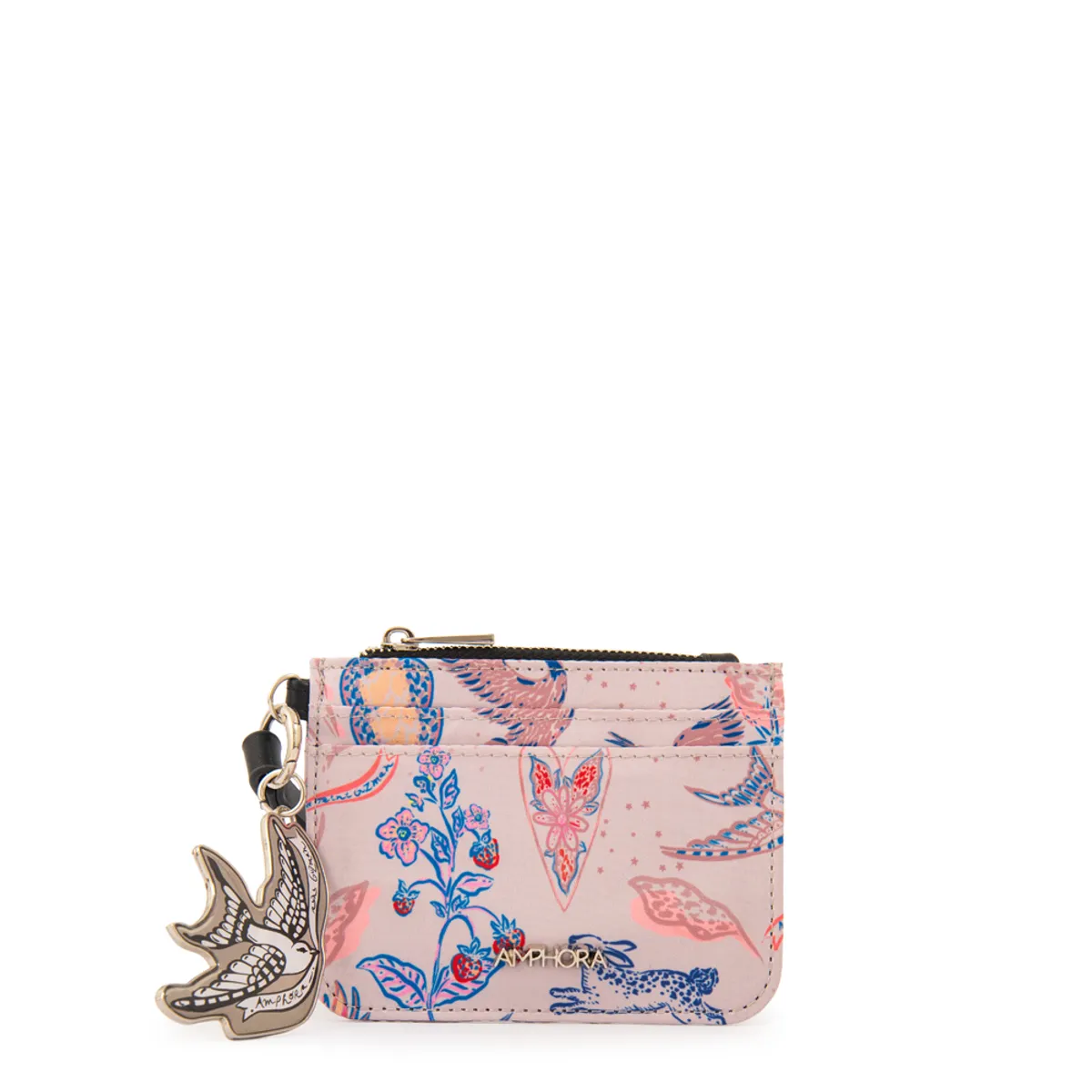 AMPHORA - Tarjetero con monedero fabula beige
