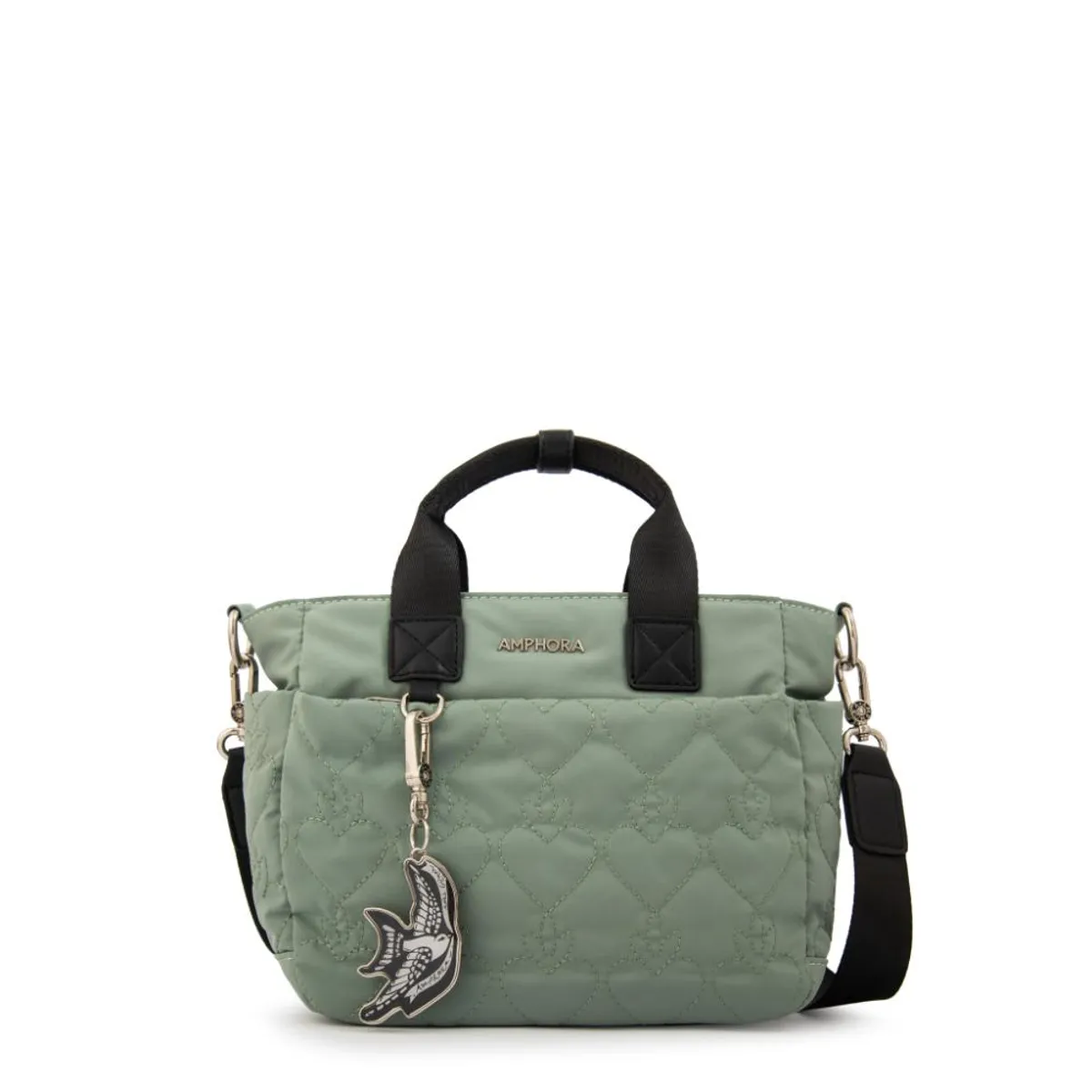 AMPHORA - Cartera bandolera con asas fabula verde claro