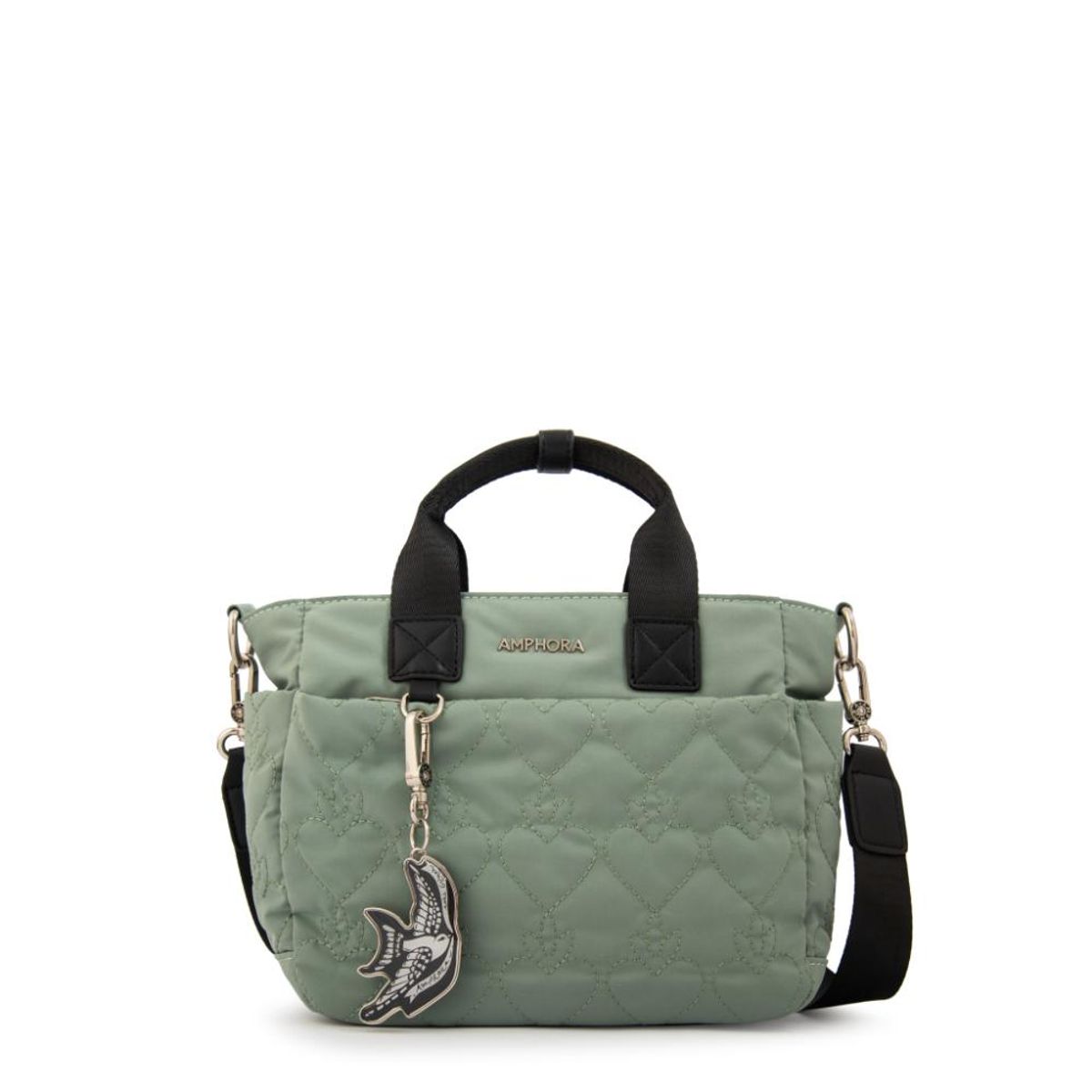 AMPHORA - Cartera bandolera con asas fabula verde claro
