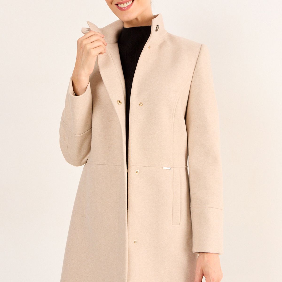 MA GRIFFE - Chaqueton Liso Mujer Beige Magriffe