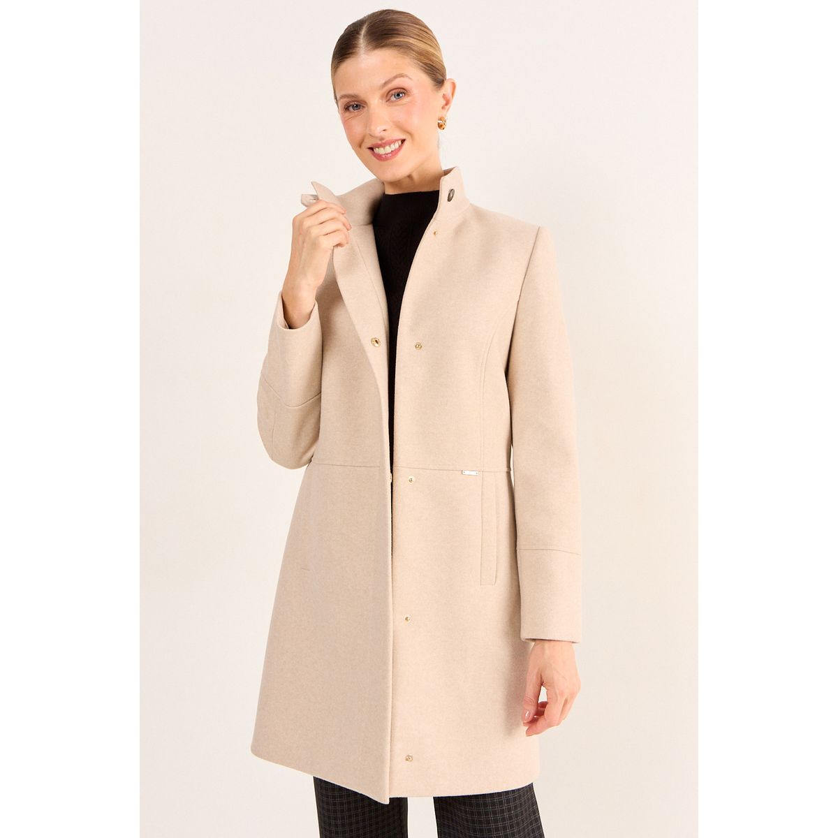 MA GRIFFE - Chaqueton Liso Mujer Beige Magriffe