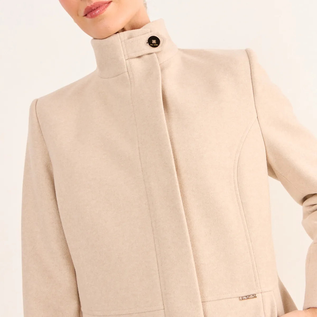 MA GRIFFE - Chaqueton Liso Mujer Beige Magriffe