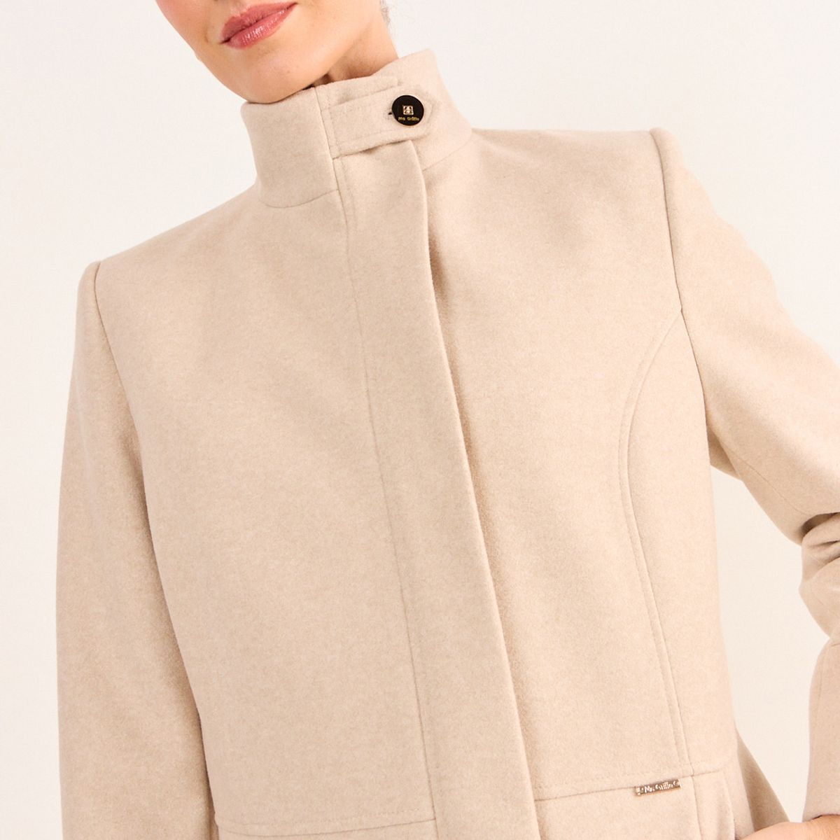MA GRIFFE - Chaqueton Liso Mujer Beige Magriffe