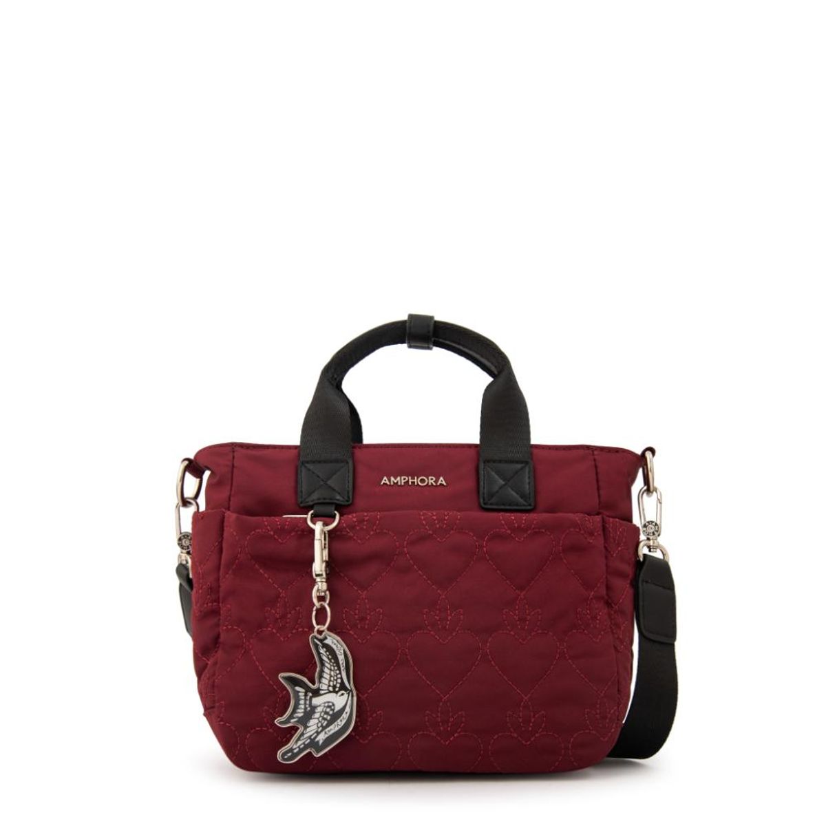 AMPHORA - Cartera bandolera con asas fabula rojo oscuro
