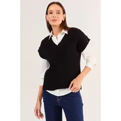 MA GRIFFE - Sweater Liso Mujer Negro Magriffe