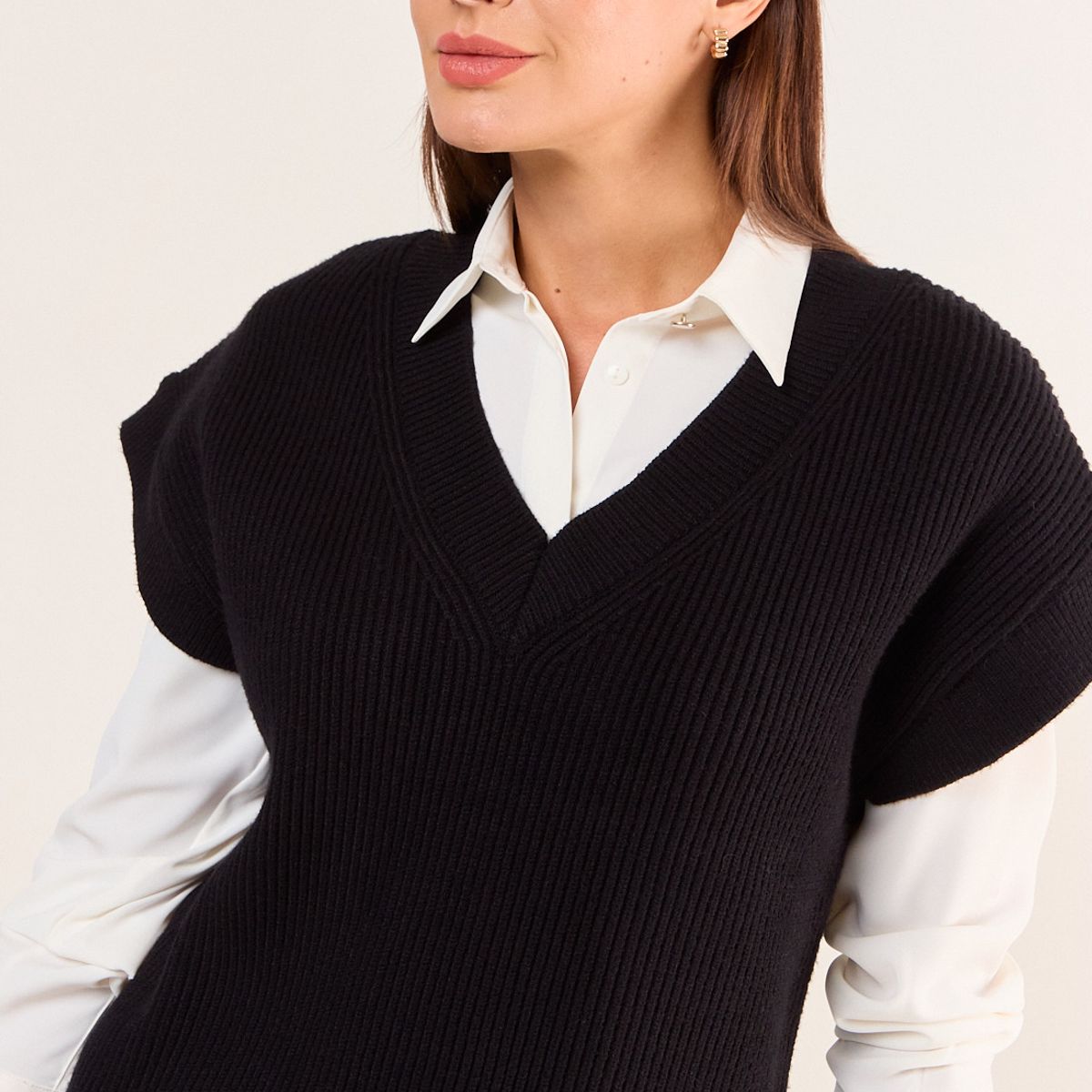 MA GRIFFE - Sweater Liso Mujer Negro Magriffe
