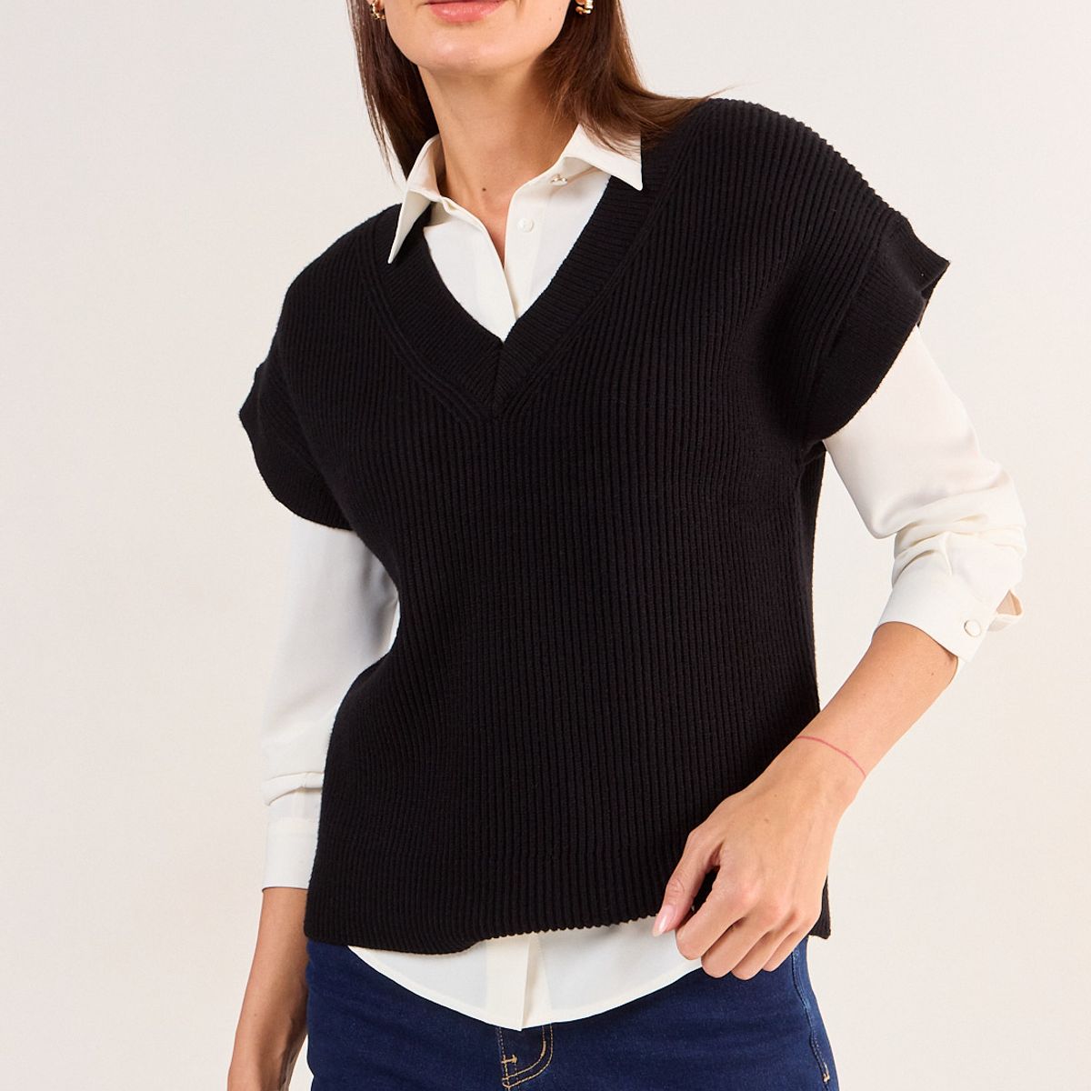 MA GRIFFE - Sweater Liso Mujer Negro Magriffe