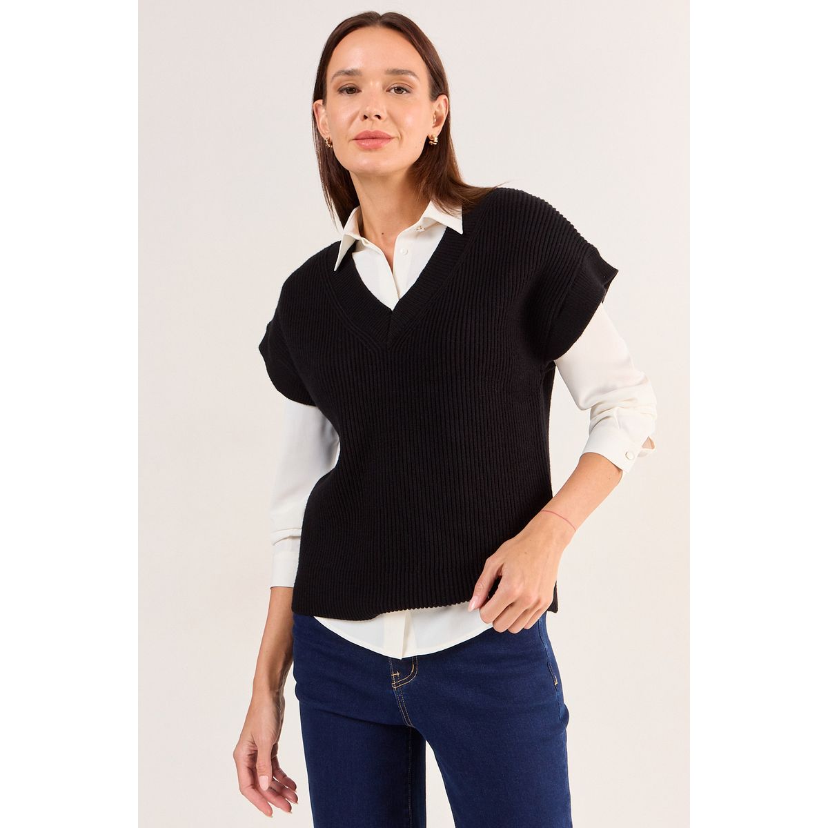 MA GRIFFE - Sweater Liso Mujer Negro Magriffe