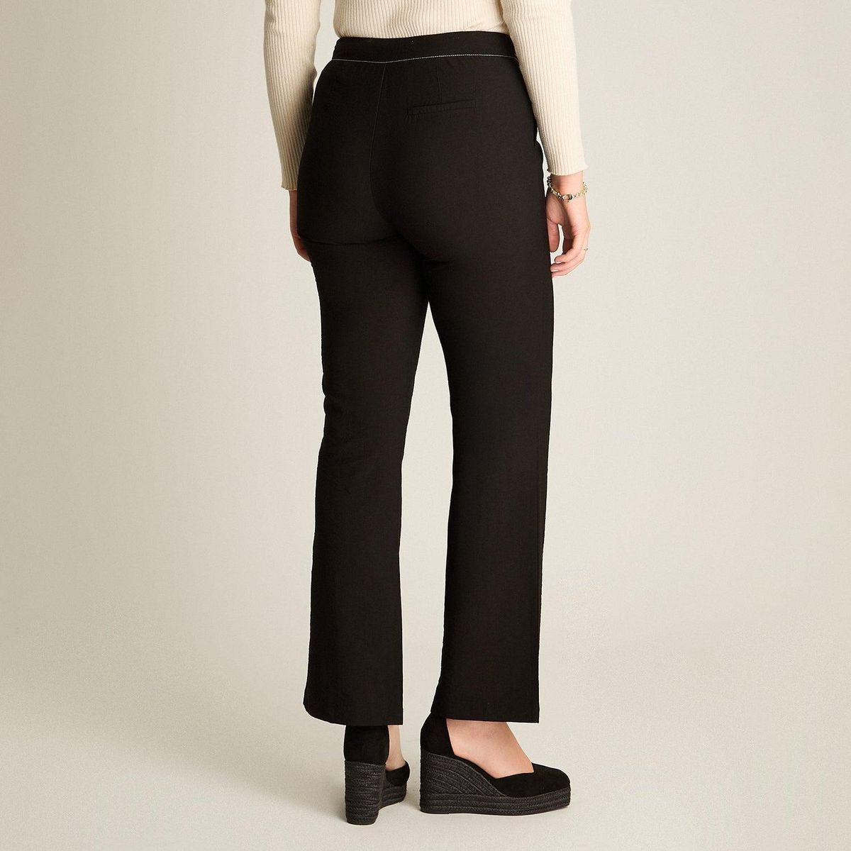 LORENZO DI PONTTI - Pantalón Negro Palazzo Formal con Dos Botones