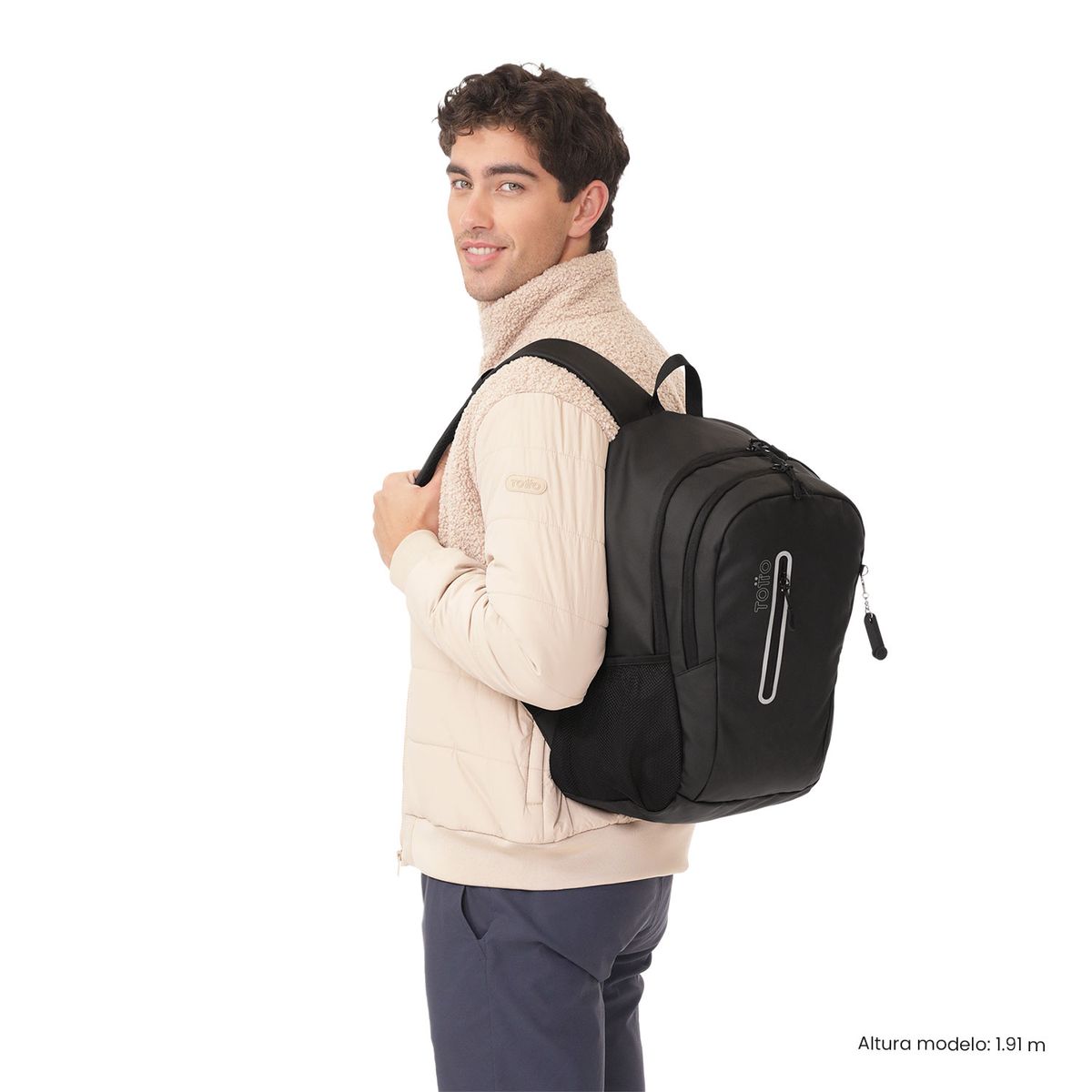TOTTO - Mochila Universitaria Sprint Porta PC 14 Negro Hombre