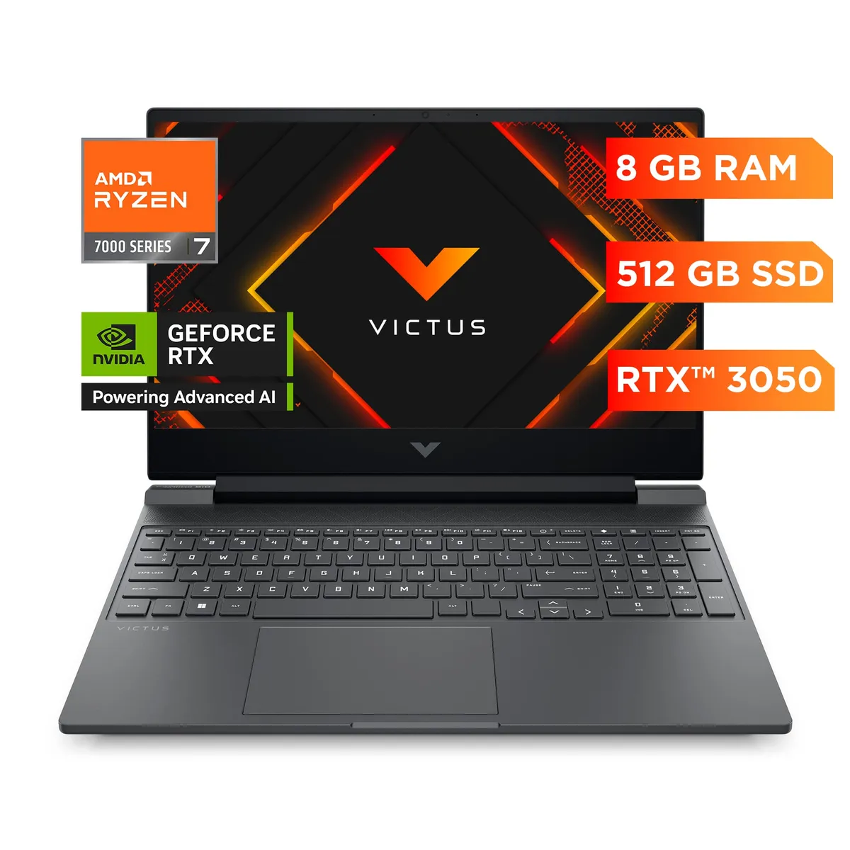 HP - Notebook HP Gaming Victus 15-fb3018la AMD Ryzen 7 8gb Ram 512gb SSD RTX 3050 Windows 11 Home