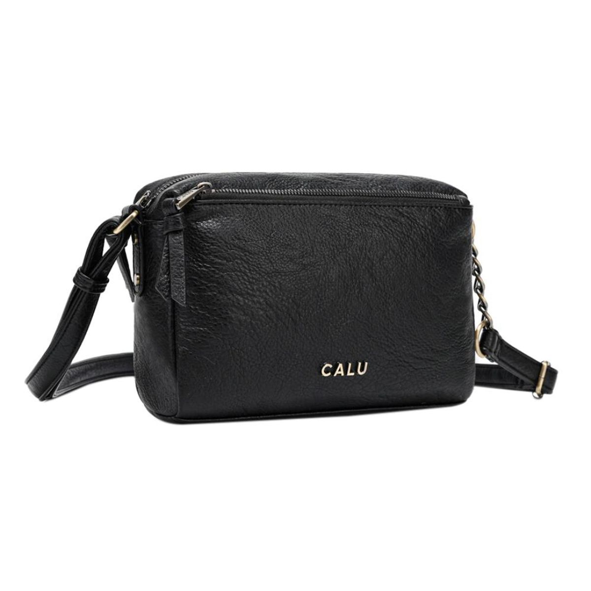 CALU - Cartera Mediana Elegante Pixie Negro Calu