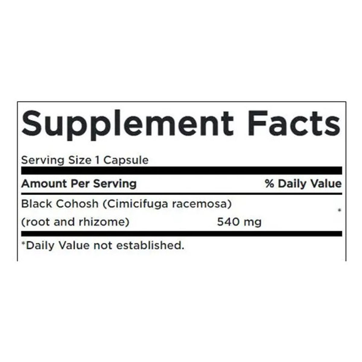 GENERICO - Swanson Full Spectrum Black Cohosh Suplemento De Cohosh Negro 540mg, 60 Cápsulas Sin Sabor