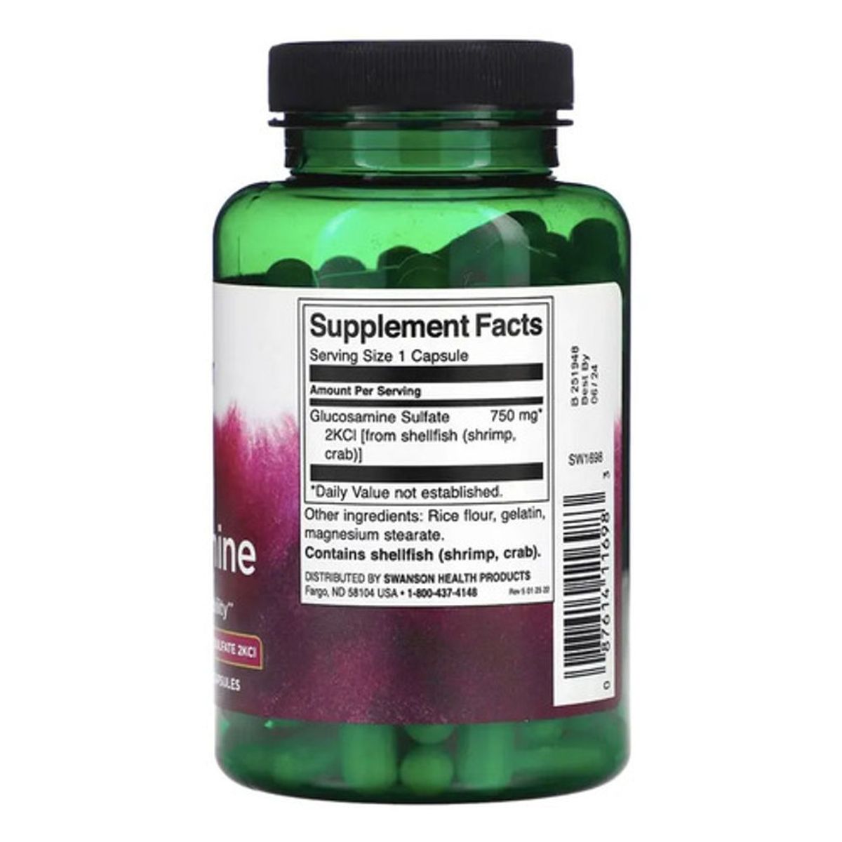 GENERICO - Mega Glucosamina Swanson 750 Mg 120 Caps Salud Articular Sin Sabor