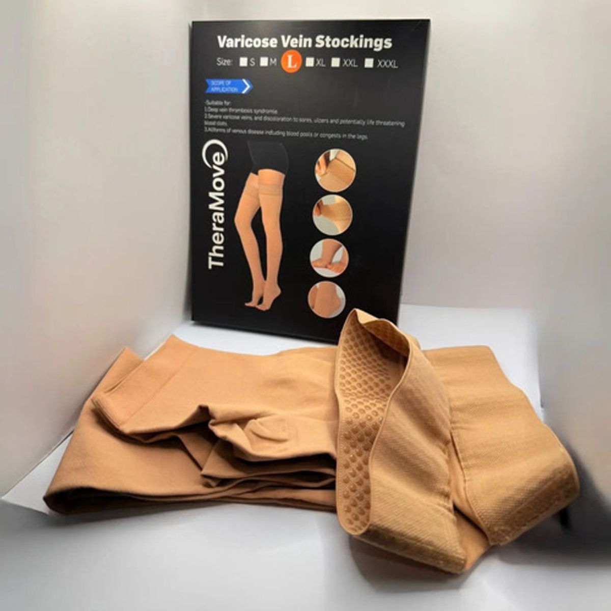 GENERICO - Medias Compresión Muslo Alto Antitrombosis Médicas Talla L