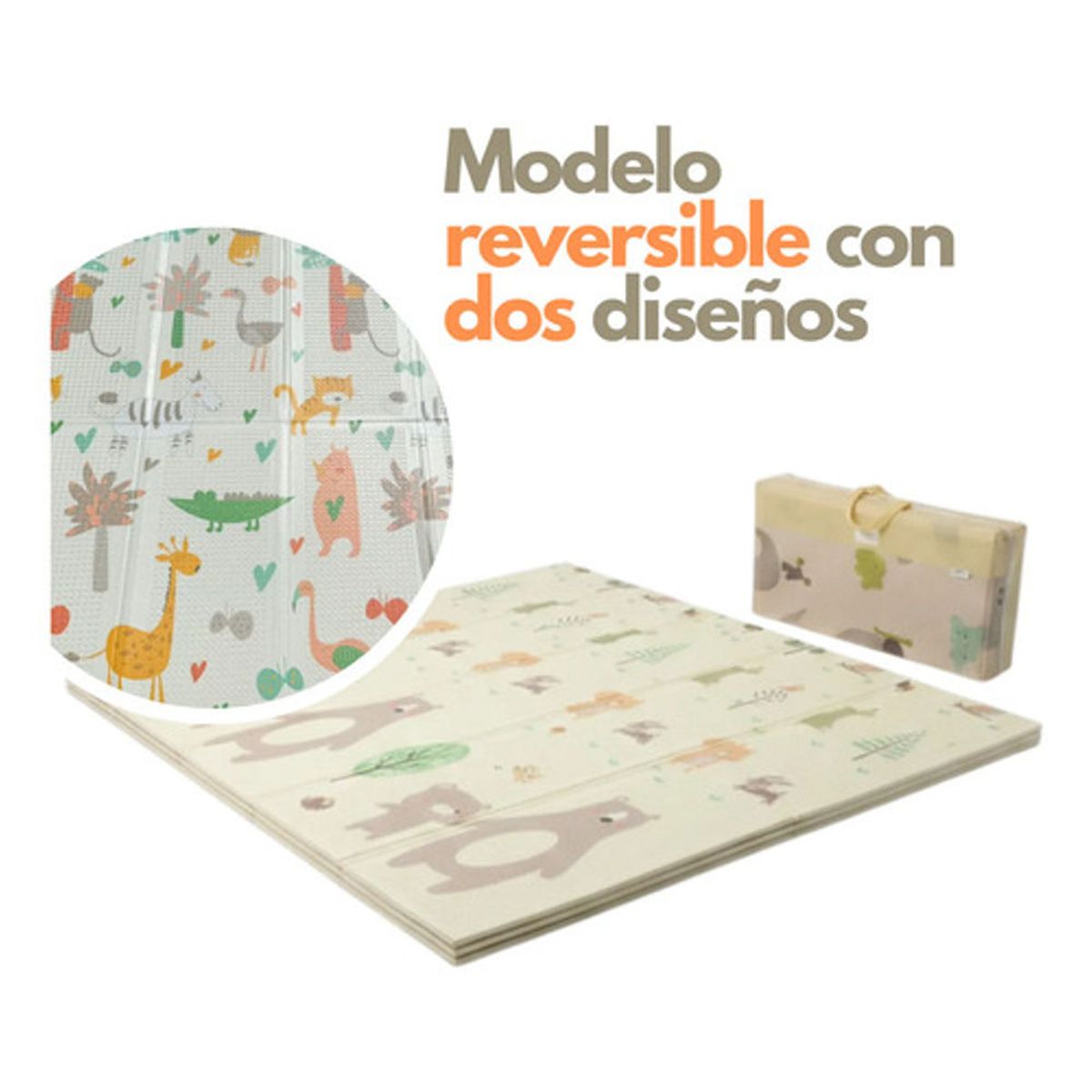 GENERICO - Alfombra Plegable Bebé 180200 Dos Diseños, Reversible