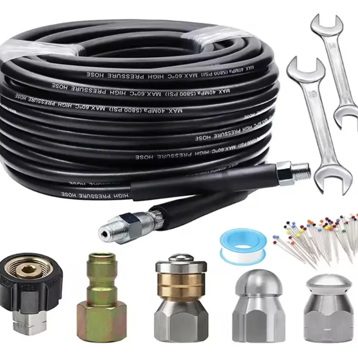 GENERICO - Manguera 20m Destape Cañerías Multimarcas + Accesorios
