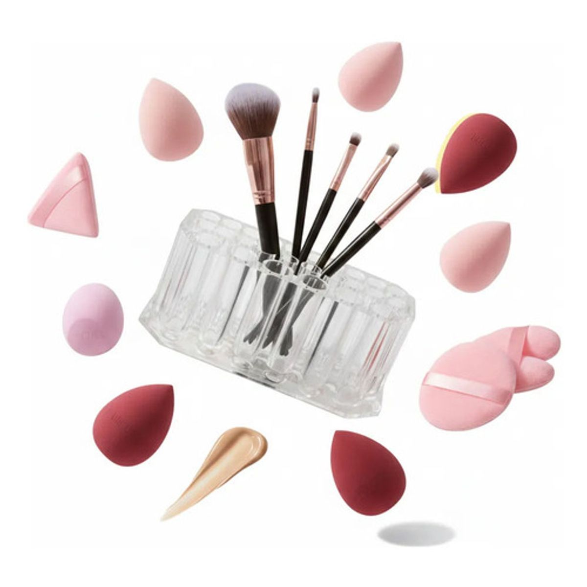 GENERICO - Kit Maquillaje Completo Brochas Esponjas Y Organizador Nordvik