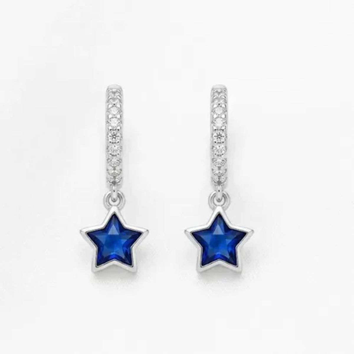 GENERICO - Aro Argollas Plata 925 Circonita Pavé Estrella Azul Nordvik Plateado