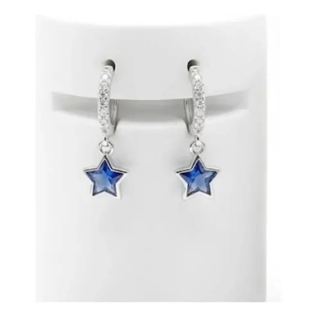 GENERICO - Aro Argollas Plata 925 Circonita Pavé Estrella Azul Nordvik Plateado
