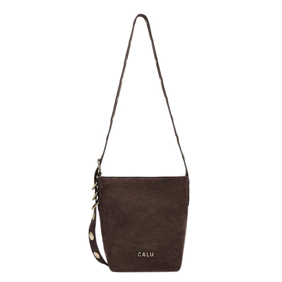 CALU - Cartera Bandolera Pequeña Tachas Adela Café Calu