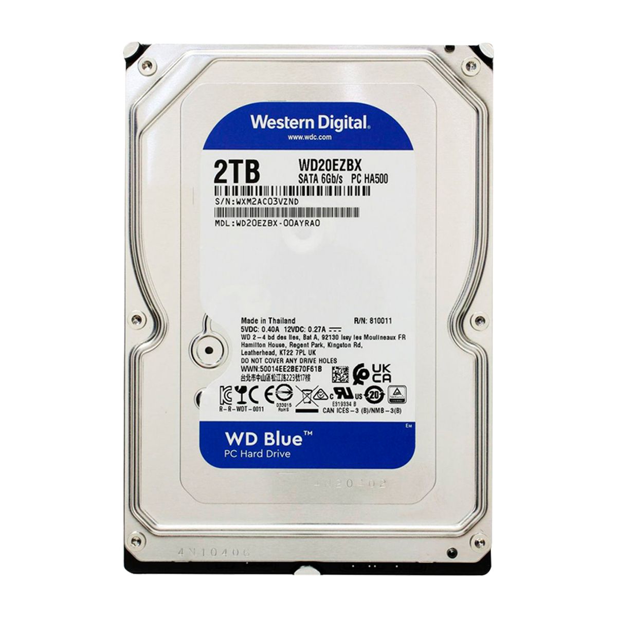 WESTERN DIGITAL - Disco Duro Interno WD Blue 2TB 7200 RPM PC / DVR / NVR