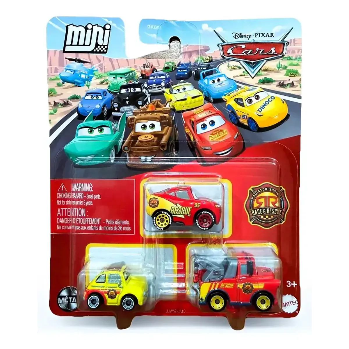 MATTEL - CARS DISNEY PIXAR VEHÍCULO PAQUETE DE 3 - MATE GRUA DE RESCATE