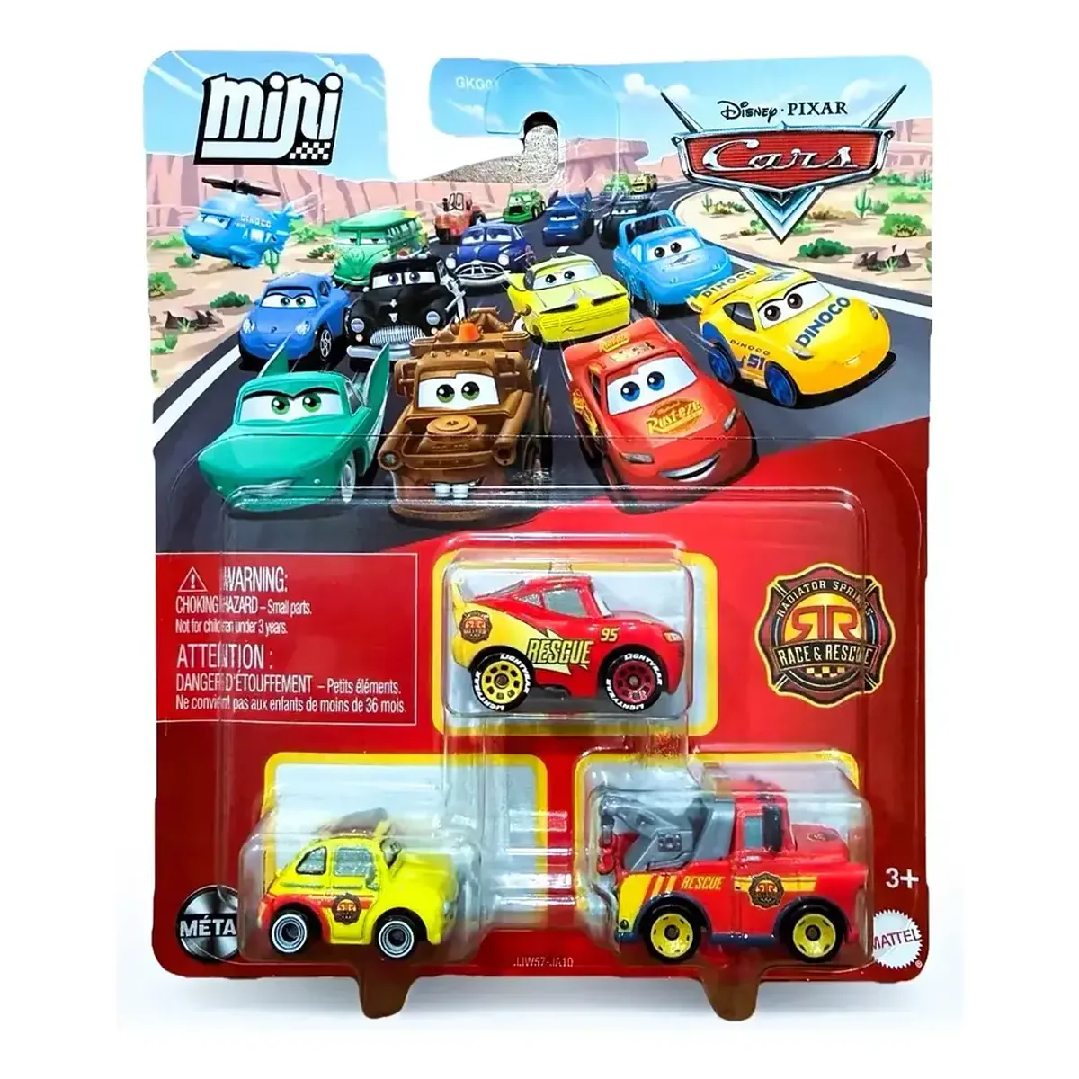 MATTEL - CARS DISNEY PIXAR VEHÍCULO PAQUETE DE 3 - MATE GRUA DE RESCATE