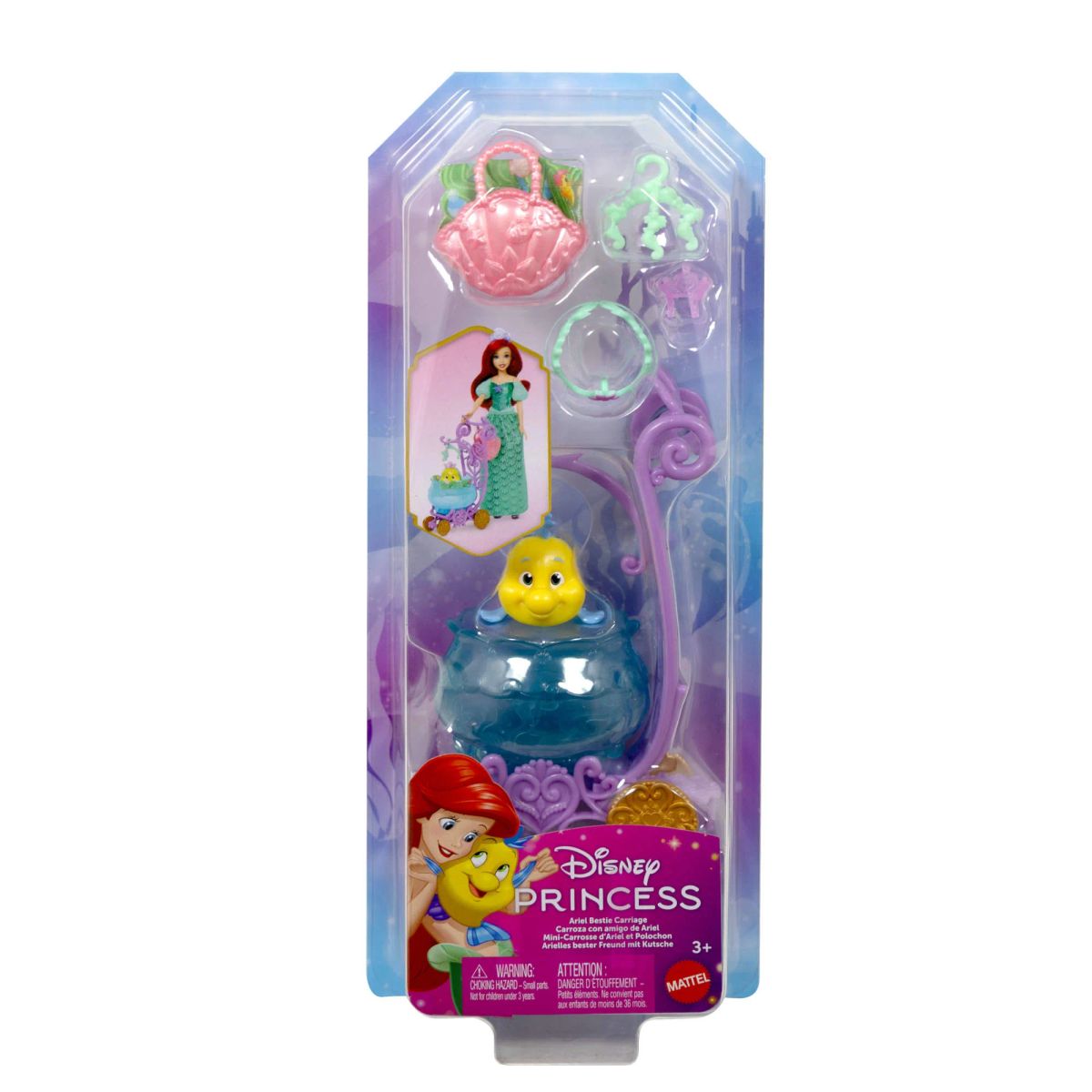 MATTEL - PRINCESA CARRIOLA DE ANIMALITOS CARROZA CON AMIGO DE ARIEL