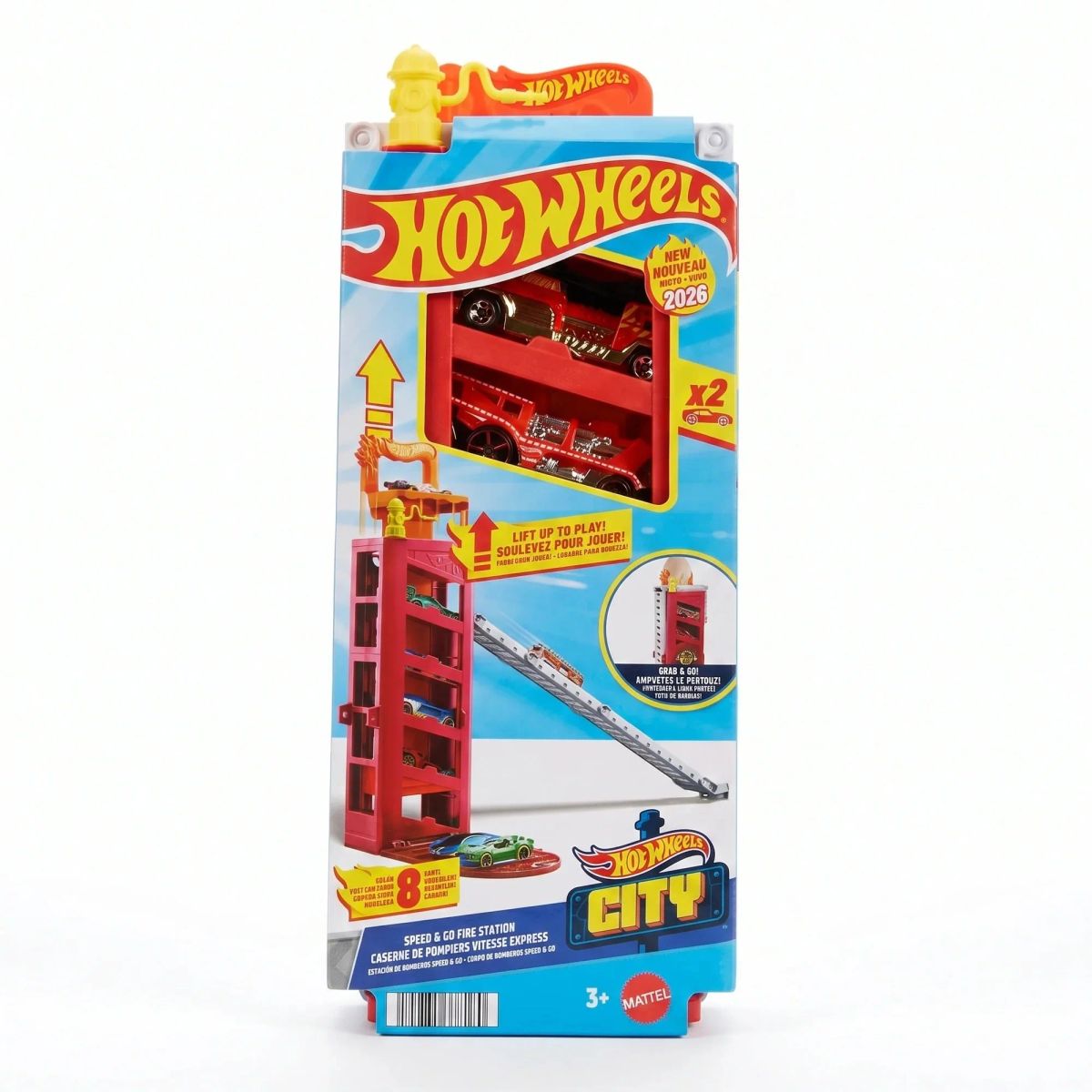 MATTEL - HOT WHEELS ESTACIONAMIENTO PORTÁTIL - ESTACION DE BOMBEROS SPEED Y GO