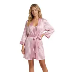 LOOK SHOP - Conjunto Mujer Bata Y Camisa De Dormir Seda Satén Premium 188