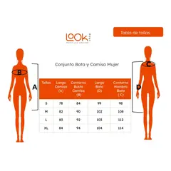 LOOK SHOP - Conjunto Mujer Bata Y Camisa De Dormir Seda Satén Premium 188