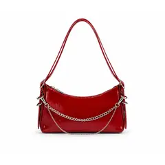 GENERICO - CARTERA HOMBRO O BANDOLERA CON CADENAS ROJA 27X13X6