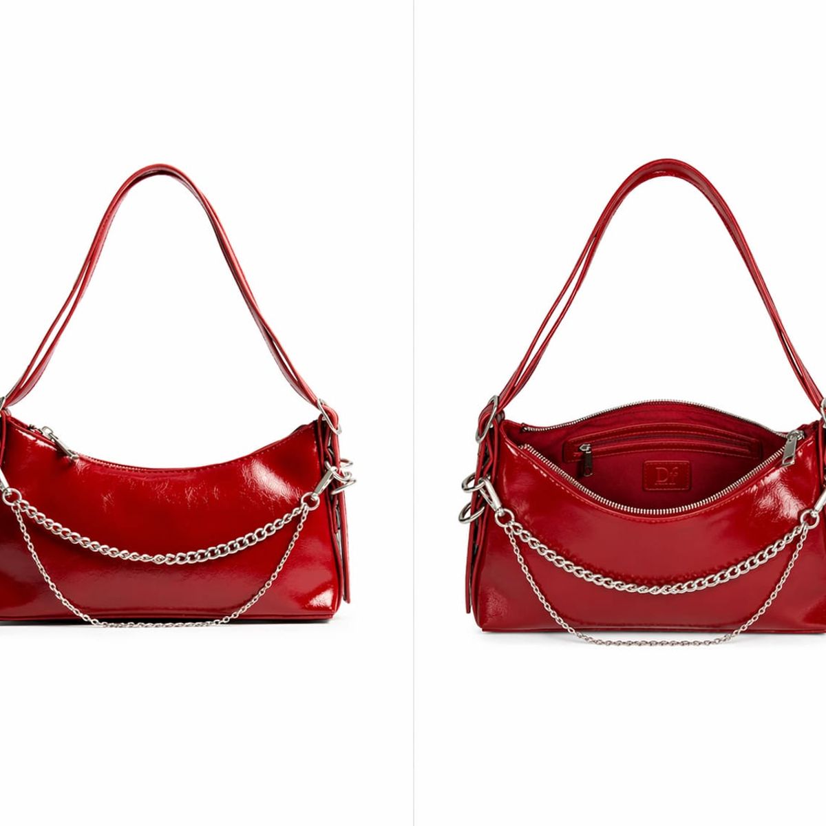GENERICO - CARTERA HOMBRO O BANDOLERA CON CADENAS ROJA 27X13X6