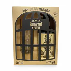 GENERICO - Pack Licor Fernet Buhero Negro 39° 700cc + Vaso de Regalo