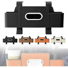 GENERICO - ORGANIZADOR DE ASIENTO TRASERO 3 EN 1 PORTAVASOS CUBO DE BASURA NEGRO