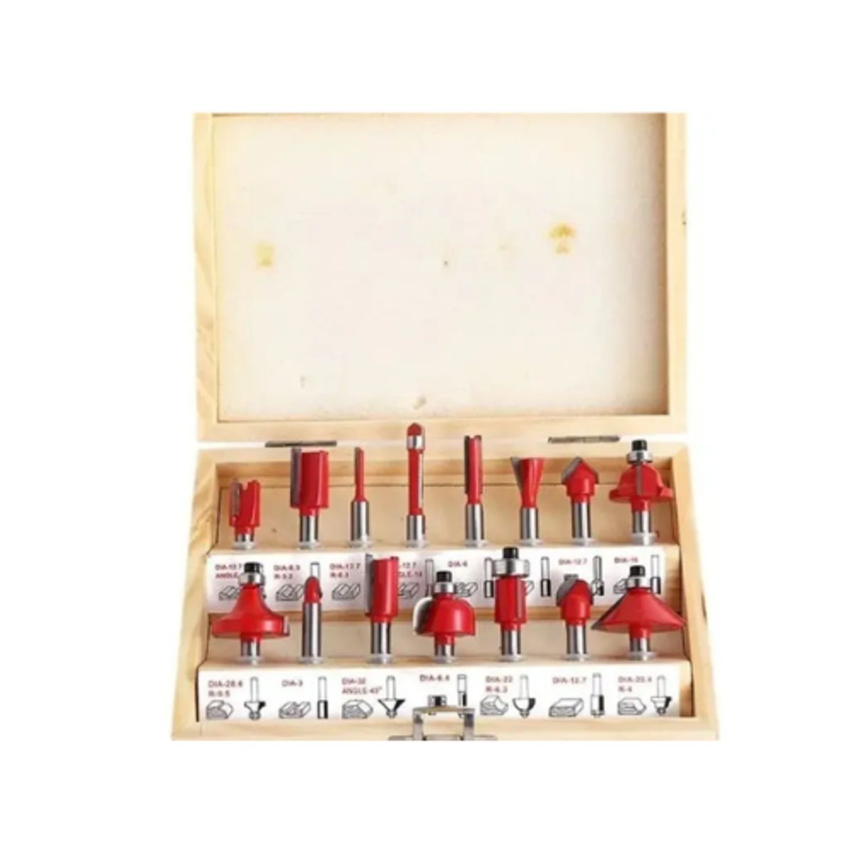 GENERICO - Brocas Fresas Madera Router 15 Pcs 6.35mm 1/4