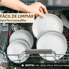 GENERICO - Set 16 Pcs Juego De Vajilla Completo Melamina Blanco Tiza Estilo Minimalista BELUG