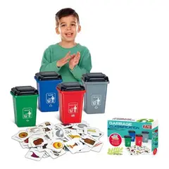 GENERICO - Juego Educativo Clasificación De Basura Con 4 Botes Tarjetas