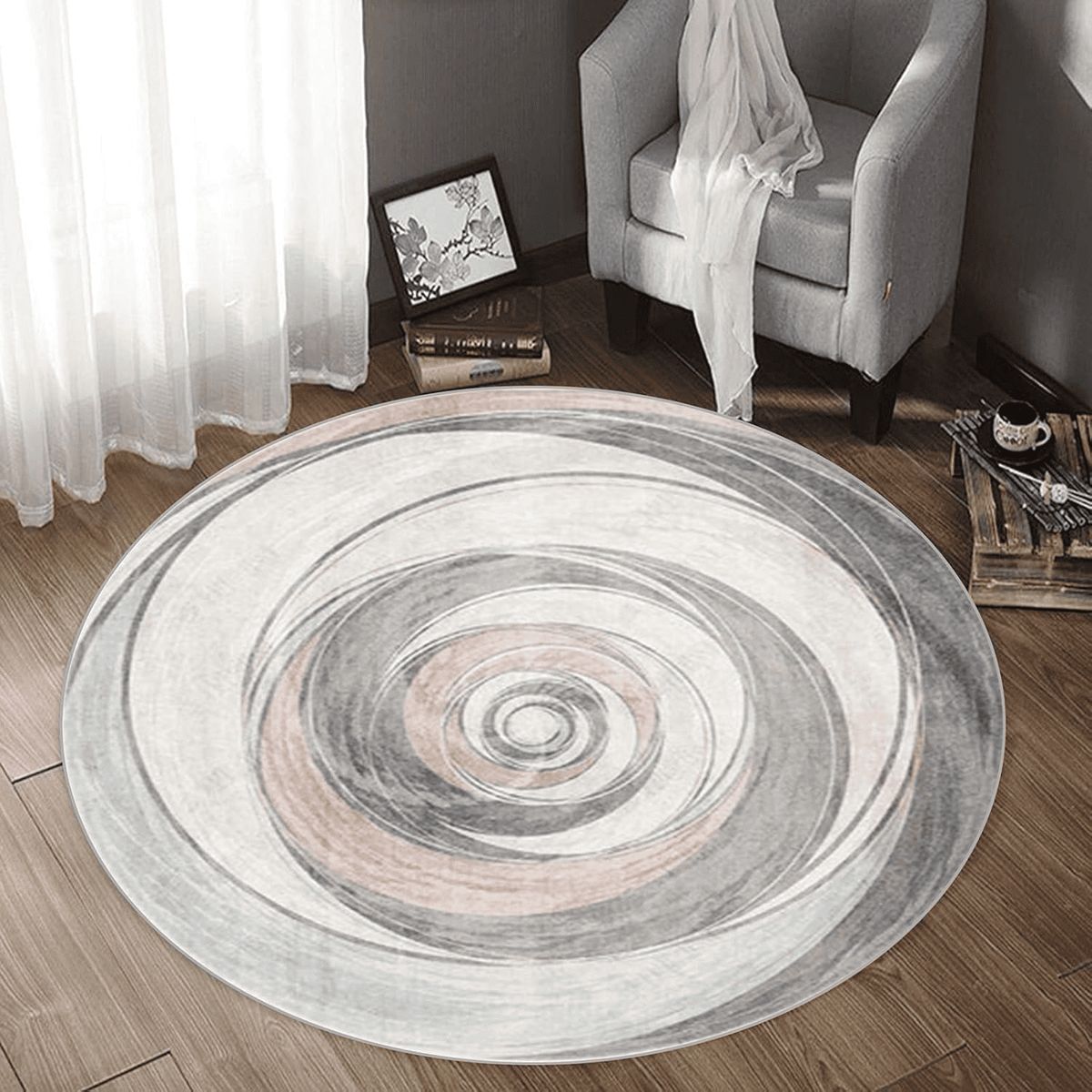 GENERICO - Alfombra Antideslizante Redonda 200 Cm Piso Hogar Decorativa