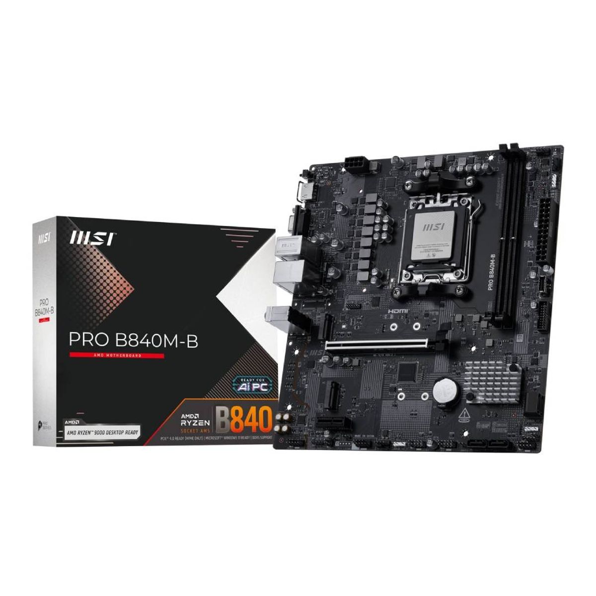MSI - Placa Madre MSI PRO B840M-B, Micro-ATX, AM5, DDR5