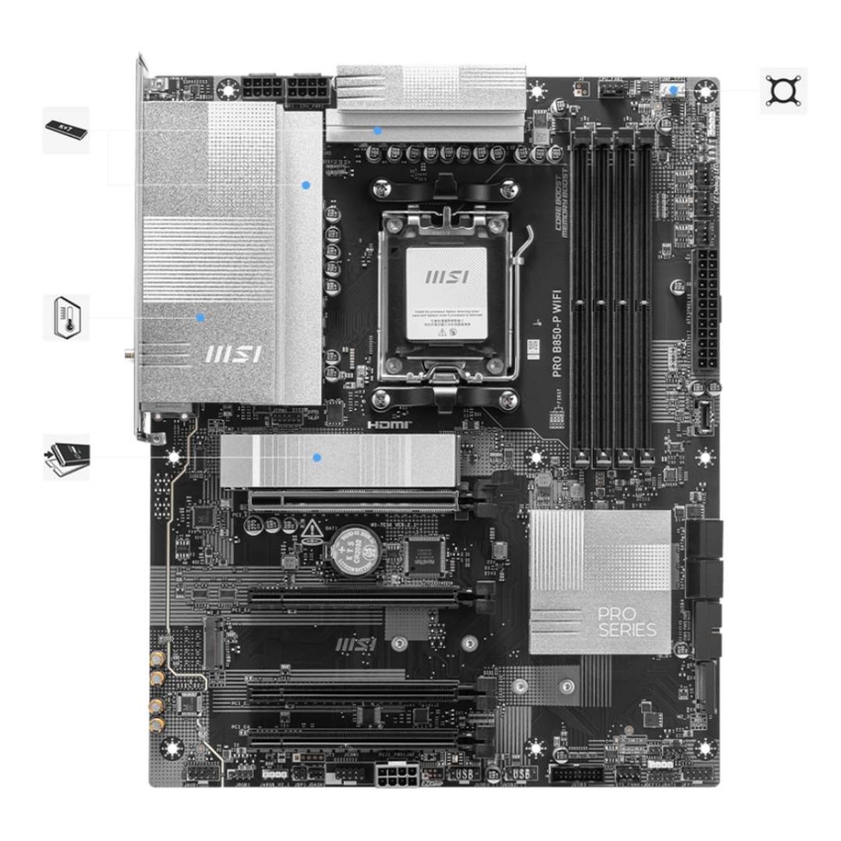 MSI - Placa Madre MSI PRO B850-P WIFI, ATX, AM5, DDR5