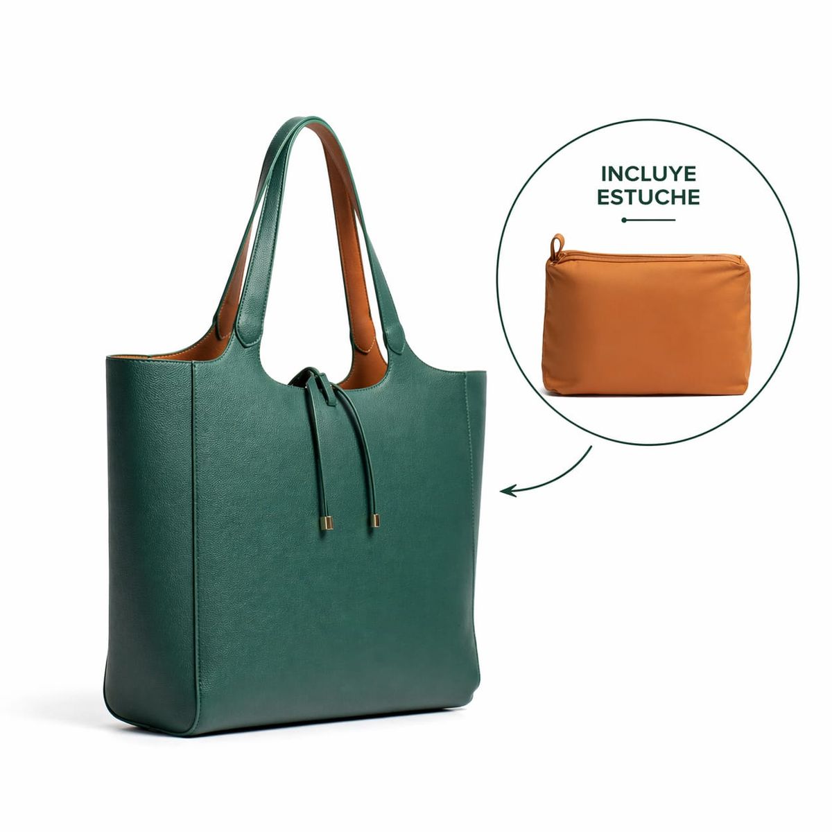 GENERICO - CARTERA SHOPPER REVERSIBLE VERDE Y CAFÉ CLARO 49x34x14 cm