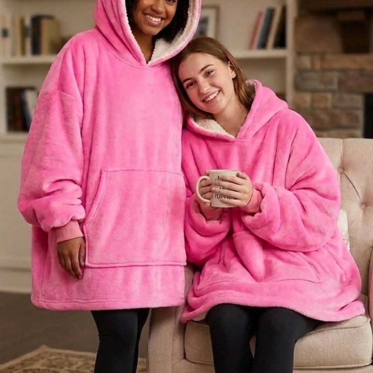 DIANA - Polerón Gigante Hoodie Fleece con Chiporro Extra Suave y Térmico