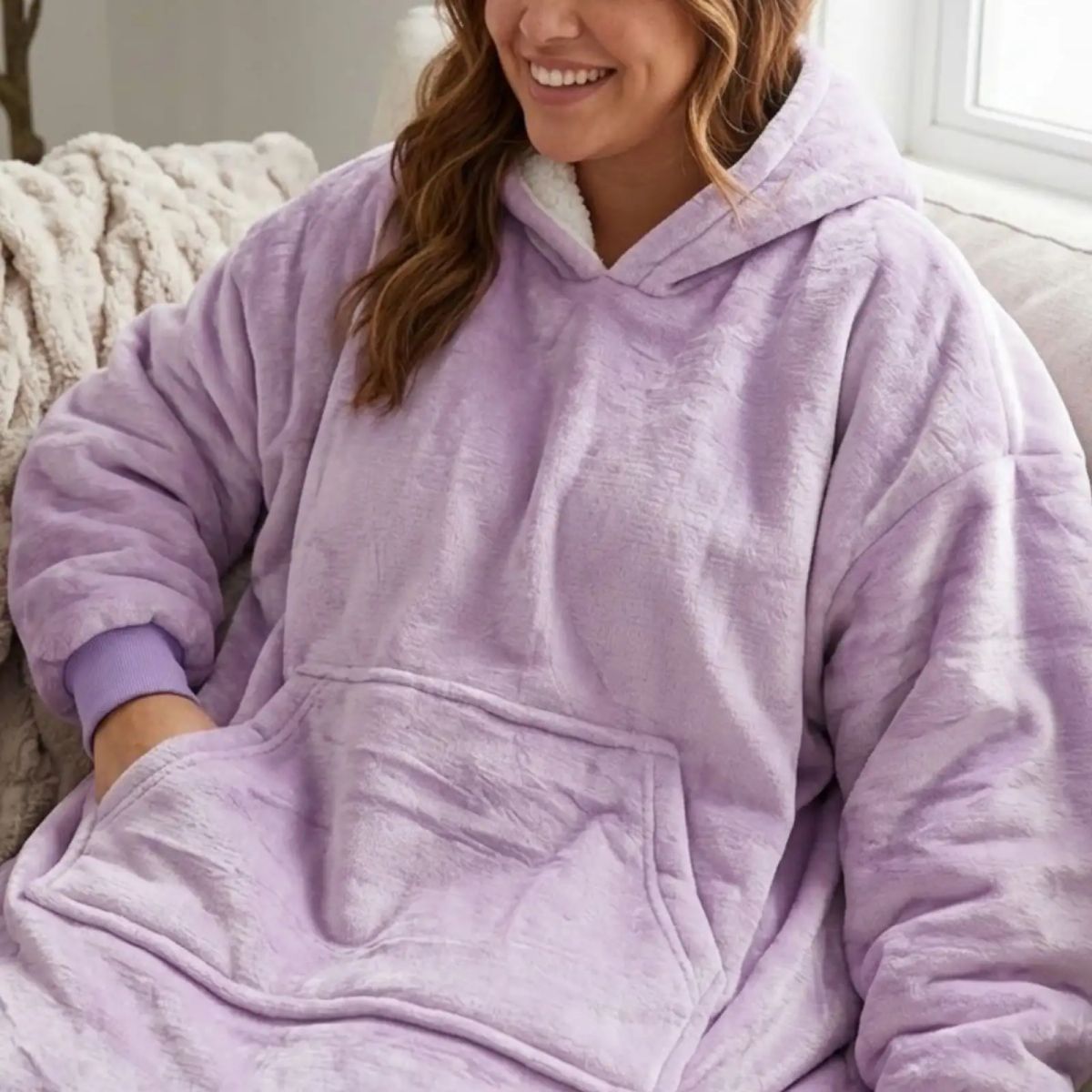 DIANA - Polerón Gigante Hoodie Fleece con Chiporro Extra Suave y Térmico