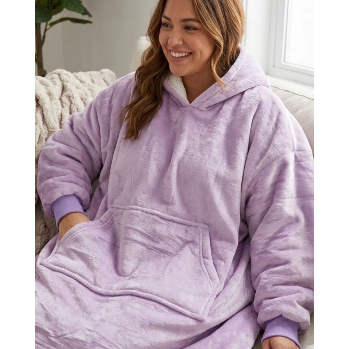 DIANA - Polerón Gigante Hoodie Fleece con Chiporro Extra Suave y Térmico