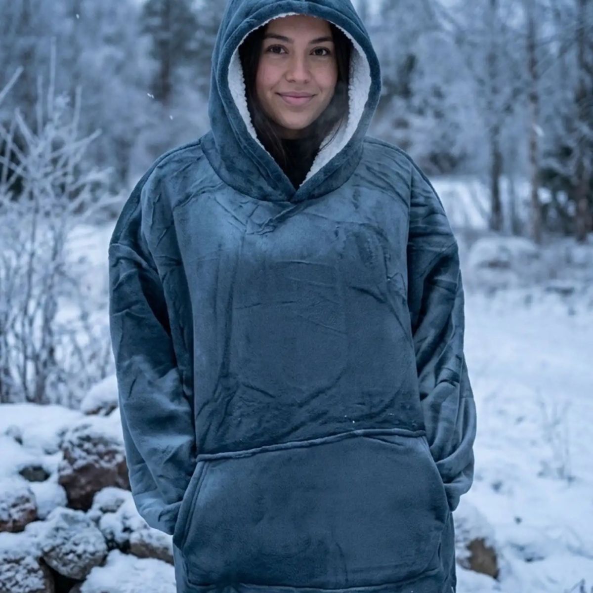 DIANA - Polerón Gigante Hoodie Fleece con Chiporro Extra Suave y Térmico