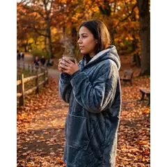 DIANA - Polerón Gigante Hoodie Fleece con Chiporro Extra Suave y Térmico