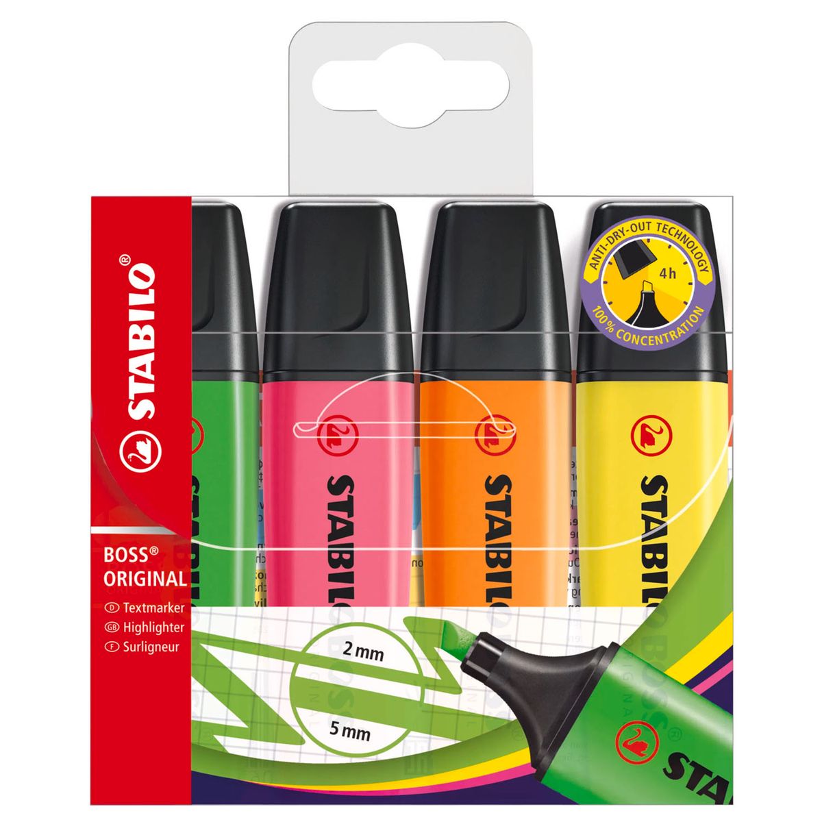 GENERICO - Set Destacadores Stabilo Boss Fluor 4 Uds.