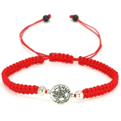GENERICO - Pulsera Roja Tetragramaton Plata 925 Ajustable Unisex Protección Espiritual
